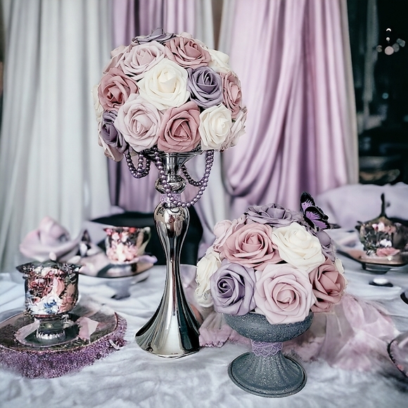 ShabbyChic Vintage Rose Ball+Silver 19